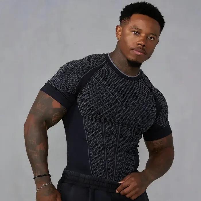 T-Shirt homme Superman Sport Fitness séchage rapide respirant élastique coupe ajustée manches courtes haut d'entraînement