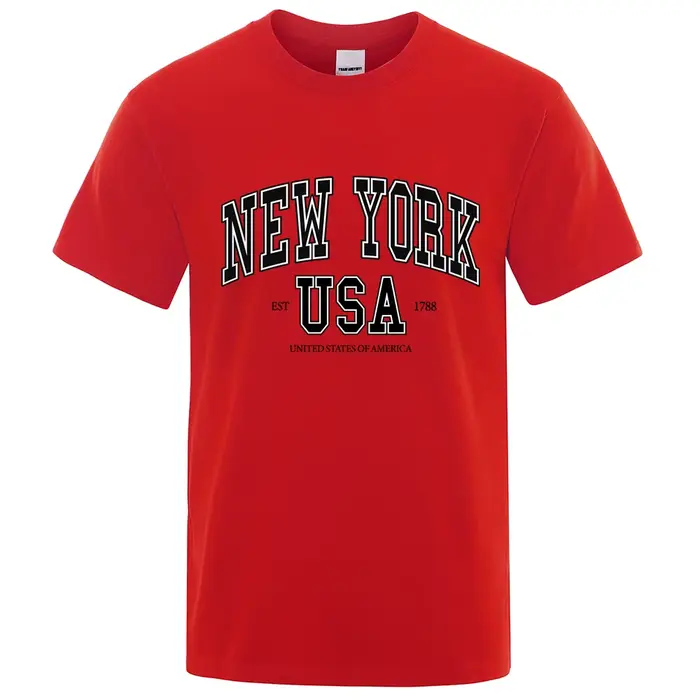 T-shirt à col rond pour homme, ample, en coton, surdimensionné, style Hip Hop, New York, Usa, Street City, 1788