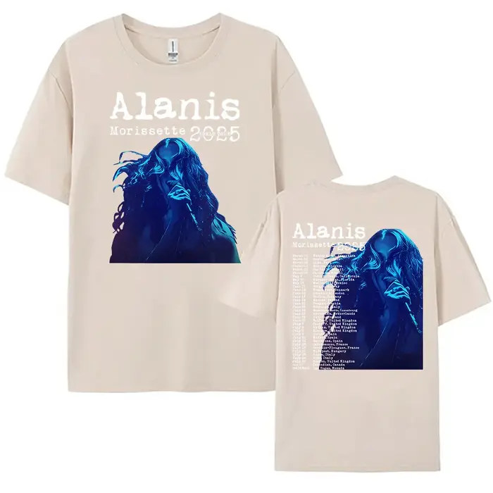 Alanis Morissette 2025 Tour du monde T-shirt à manches courtes col rond femmes/hommes t-shirts Streetwear Hip Hop