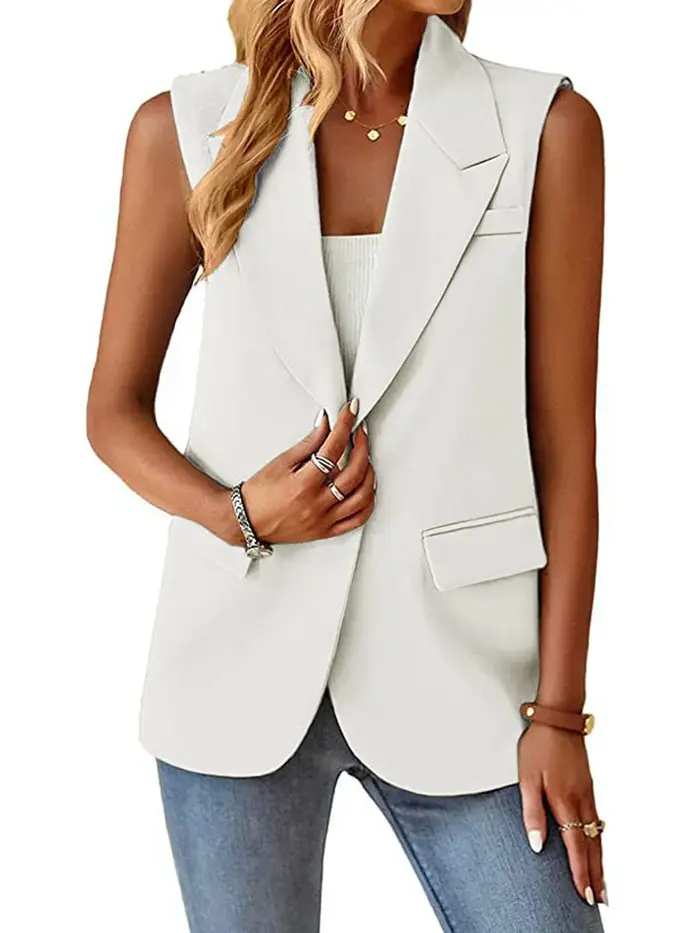 2025 femmes sans manches Blazer gilet décontracté bureau