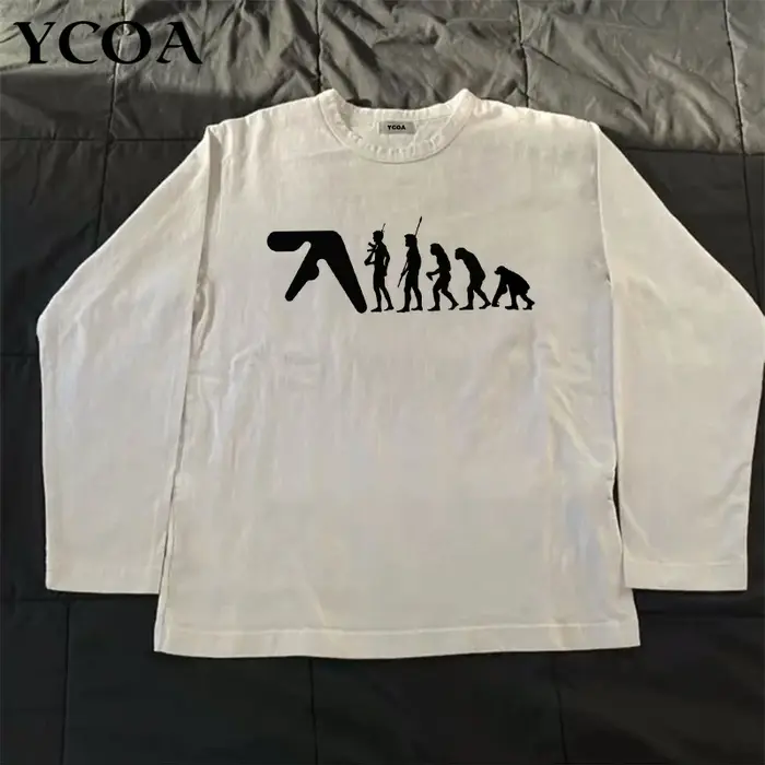 Aphex Twin T-Shirt homme coton automne graphique surdimensionné esthétique mode coréenne à manches l