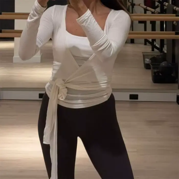 T-shirt de yoga à manches longues pour femmes