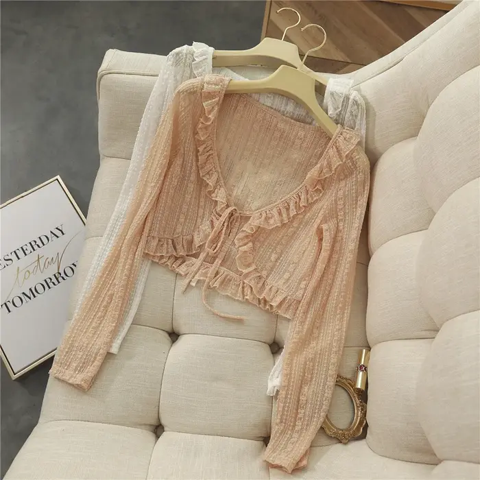 Blouson haussement d'épaules en dentelle pour femme