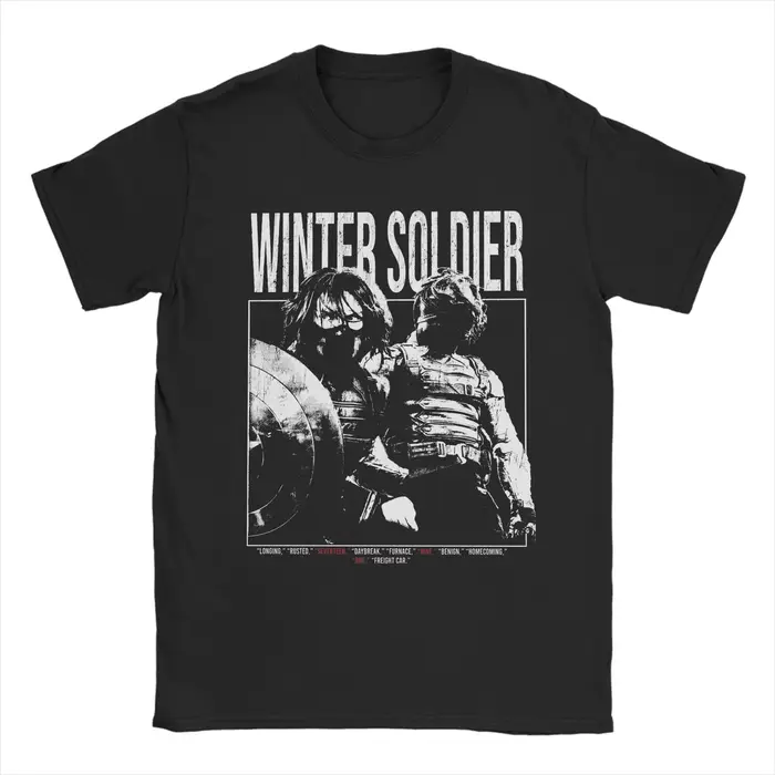 T-shirts Bucky Barnes Thunderbolts Winter Soldier Sebastian Stan pour hommes, en coton, col rond, vê