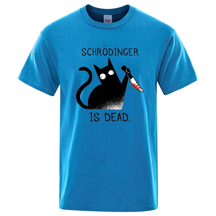 Schrodinger Is Dead chat noir t-shirts mode masculine 100% coton T-Shirt Hip Hop
