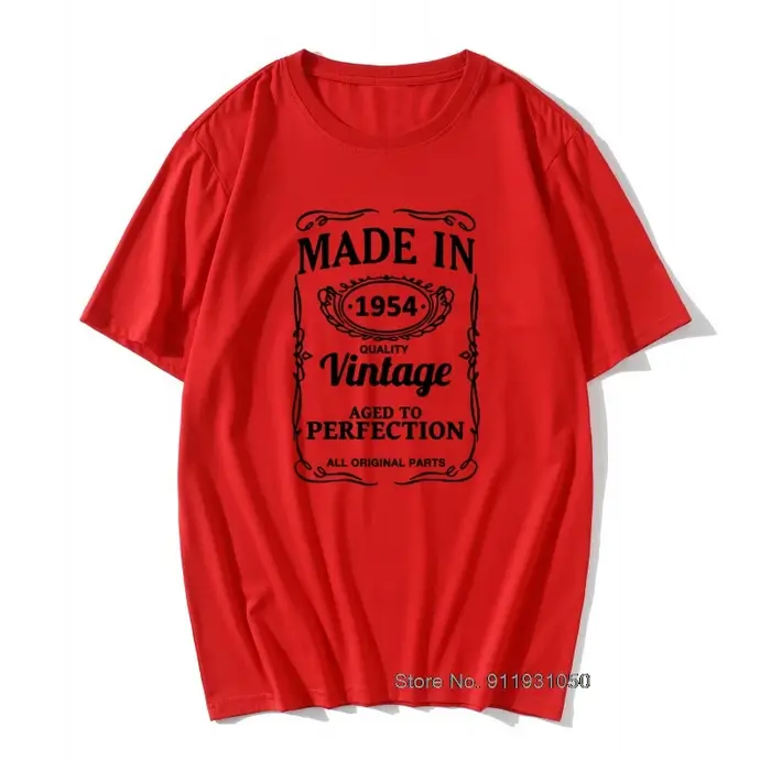 T-shirt imprimé homme 66 67 68 69 70 ans cadeau 1951 1952 1953 1954 1955 motif 100% coton anniversai