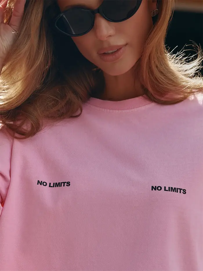 Gratuit comme l'océan T-Shirt femme en couleur rose décontracté Slogan manches tombantes mode été co