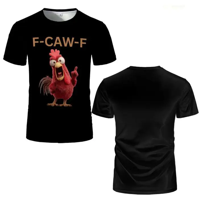 T-shirt manches courtes col rond pour hommes et femmes, imprimé poulet drôle f-chaw-f, décontracté, respirant, graphique de dessin animé