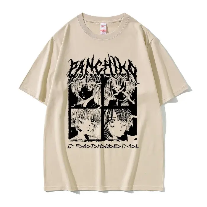 Panchiko DEATHMETAL Album graphique imprimé T-shirt hommes femmes Hip Hop surdimensionné