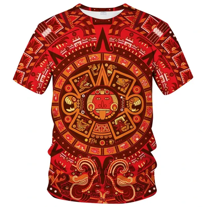 T-shirt Aztec Sun Stone pour hommes et femmes