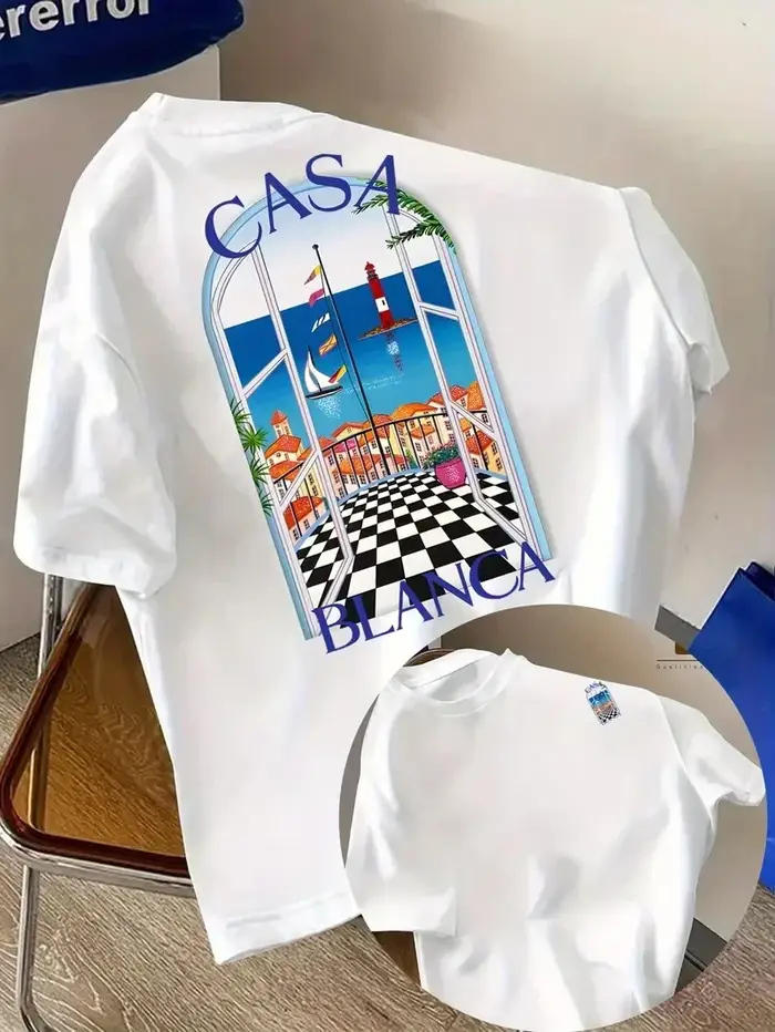 T-shirt unisexe décontracté à col rond en coton à manches courtes