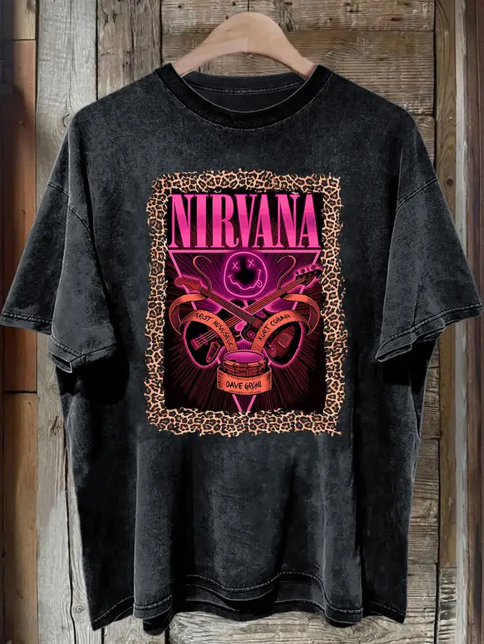 Femmes Vintage Nirvana imprimé haute rue métal motif lavé Y2k graphique t-shirts Streetwear esthétique