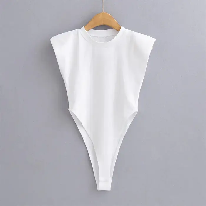 Hauts Sexy femmes été une pièce moulante Body rembourré épaule