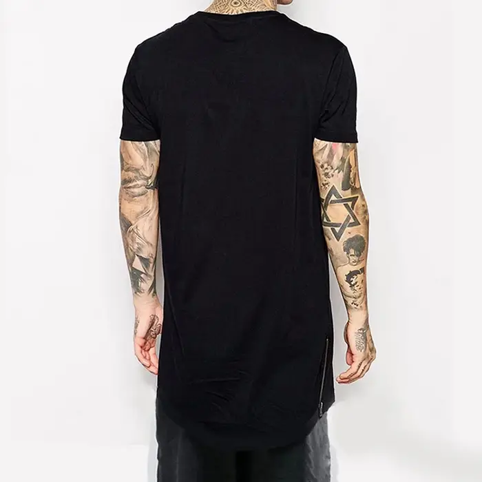 2025 blanc décontracté longue taille hommes T-Shirts Hip Hop hauts Extra longs