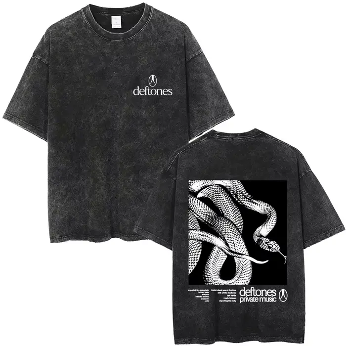 Nouvelle Arrivée Vêtements Homme T-shirt Homme Effet Délavé Vintage Motif Musical Groupe Rock Defton