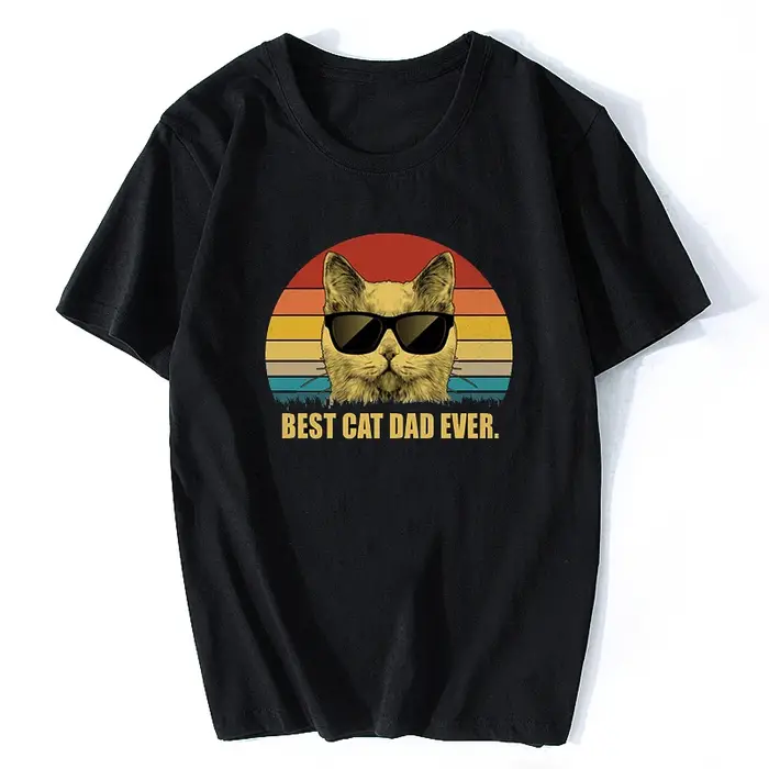 Vintage rétro meilleur chat papa jamais idée de fête des pères drôle Rock T-Shirt vêtements pour hom