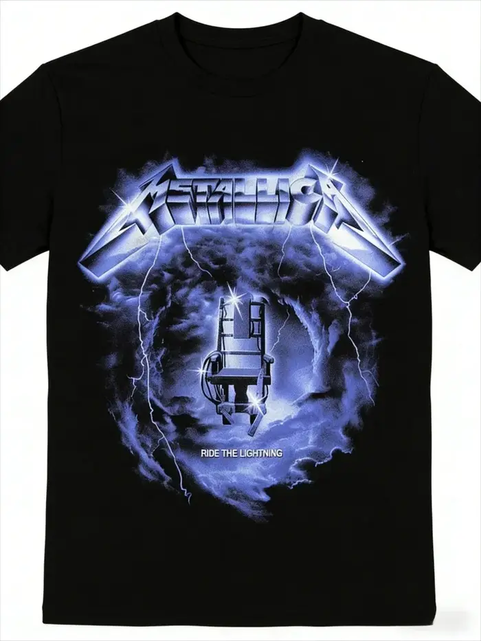 T-shirt avec impression graphique de la couverture du nouvel album METALLICA, groupe de heavy metal 