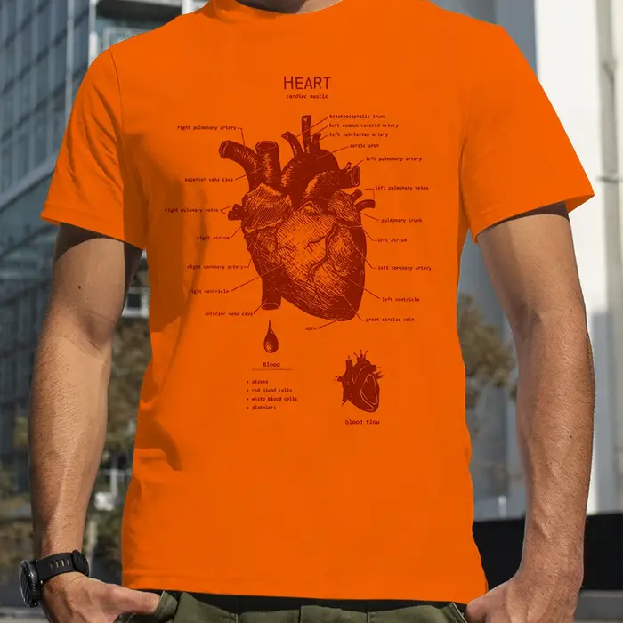 T-shirt unisexe avec anatomie en forme de cœur pour homme