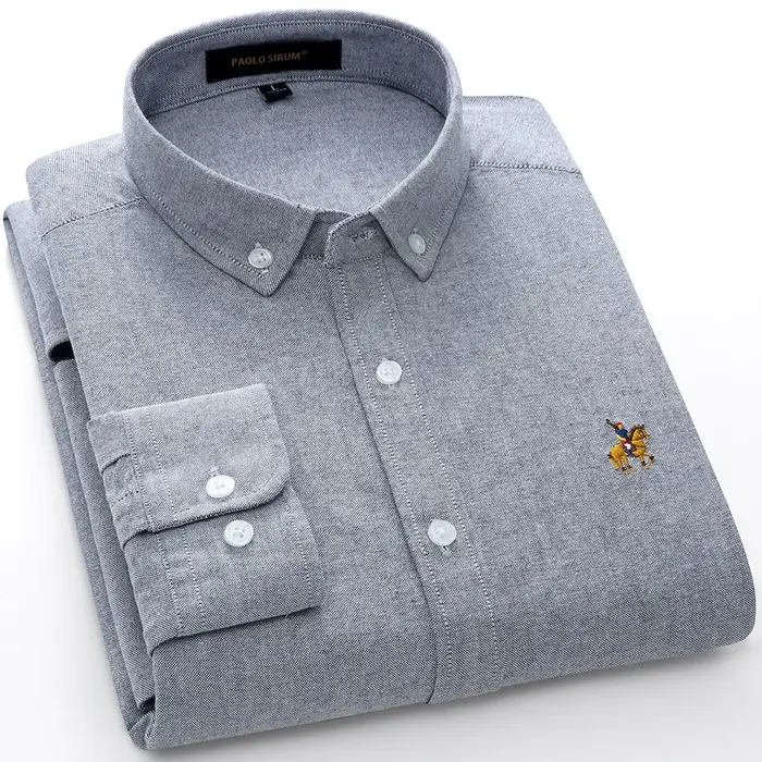 Nouvelle chemise boutonnée en tissu Oxford haut de gamme pour homme