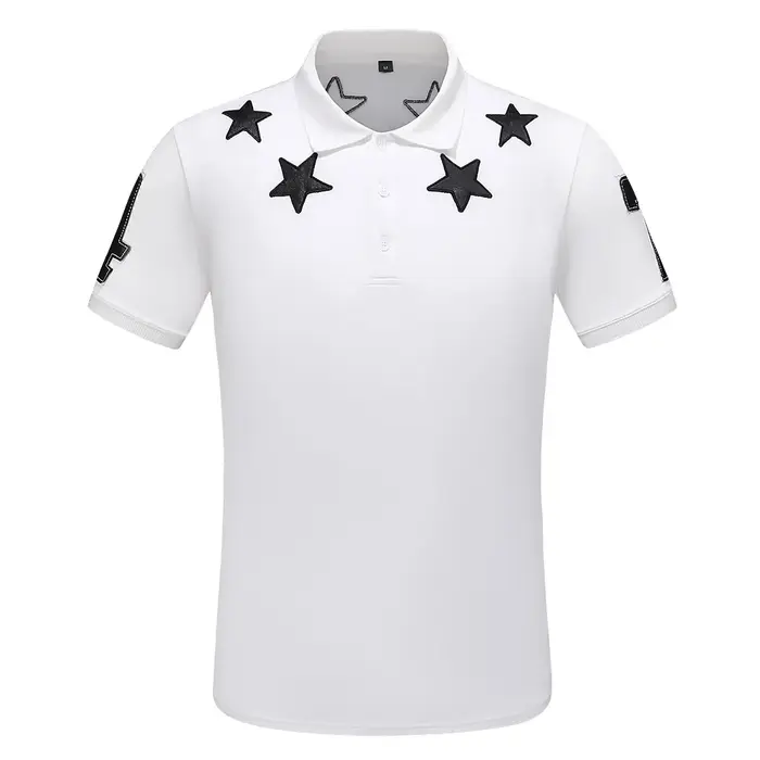 Haut nouveau hommes luxe 2021 classique brodé PU cuir étoile 74 polos chemise Hip Hop Skateboard cot