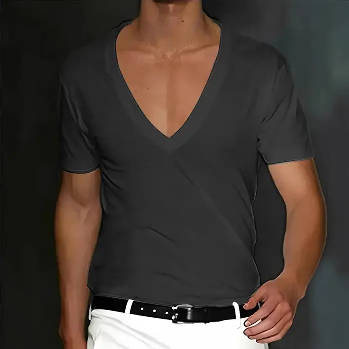 T-Shirt à manches courtes et col en v pour hommes