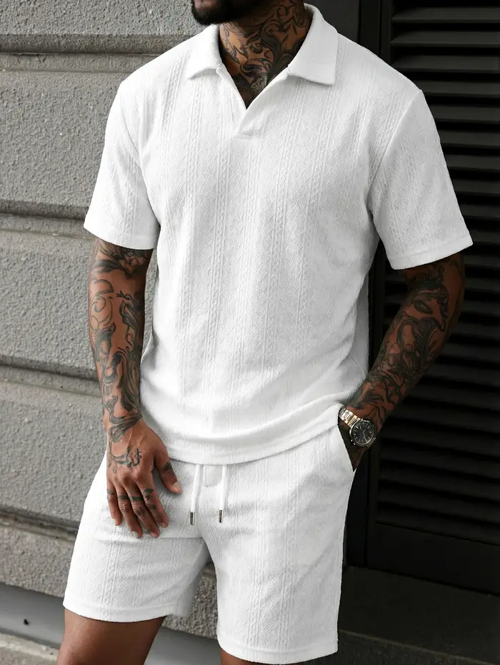 Nouvelle collection été 2025 : Ensemble décontracté pour homme – Polo à revers, chemise à manches co