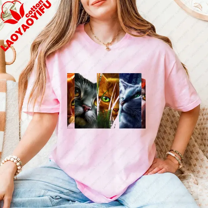 T-shirt unisexe en coton avec impression artistique Warrior Cats