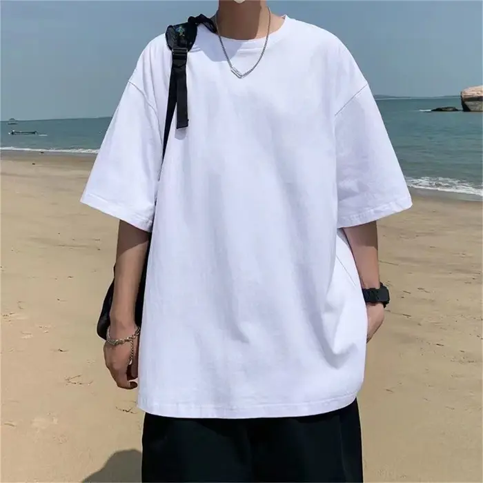 Mode solide Polyester T-shirts pour hommes t-shirt de base