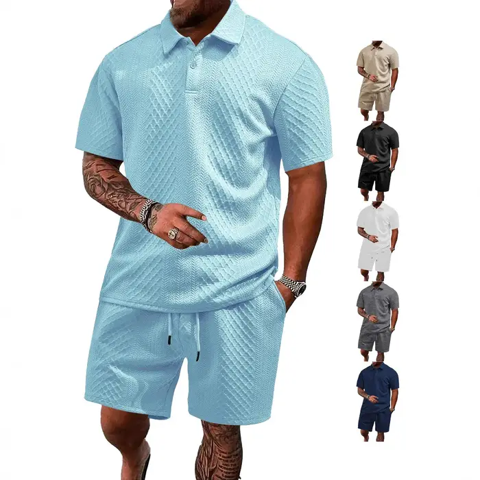 Ensemble polo et short jacquard pour homme