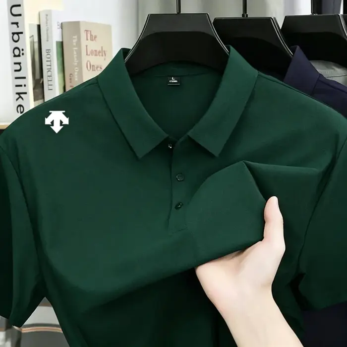 Polo brodé pour homme – T-shirt de sport tendance, confortable et respirant pour l'été – Haut de gam