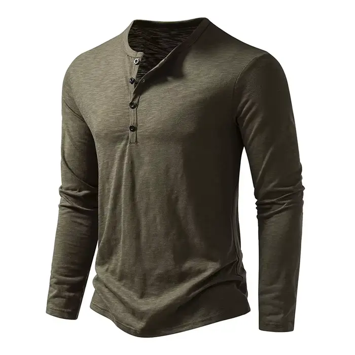 T-shirt Henley à manches longues pour homme