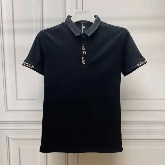 T-shirt homme noir décontracté, Streetwear esthétique, Kpop, uni, Polo, avec col, Chic, nouveau
