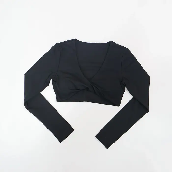 T-Shirt de Fitness à manches longues et col en v profond pour femmes, pour la course en plein air, v