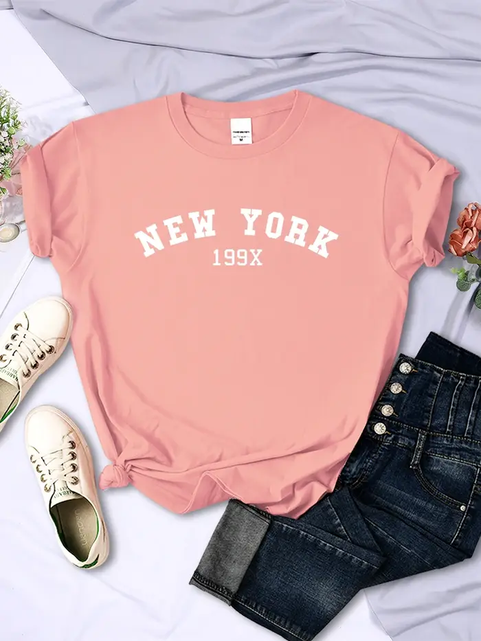 New York 199X personnalité lettre t-shirt femmes marque de mode à manches courtes décontracté confortable