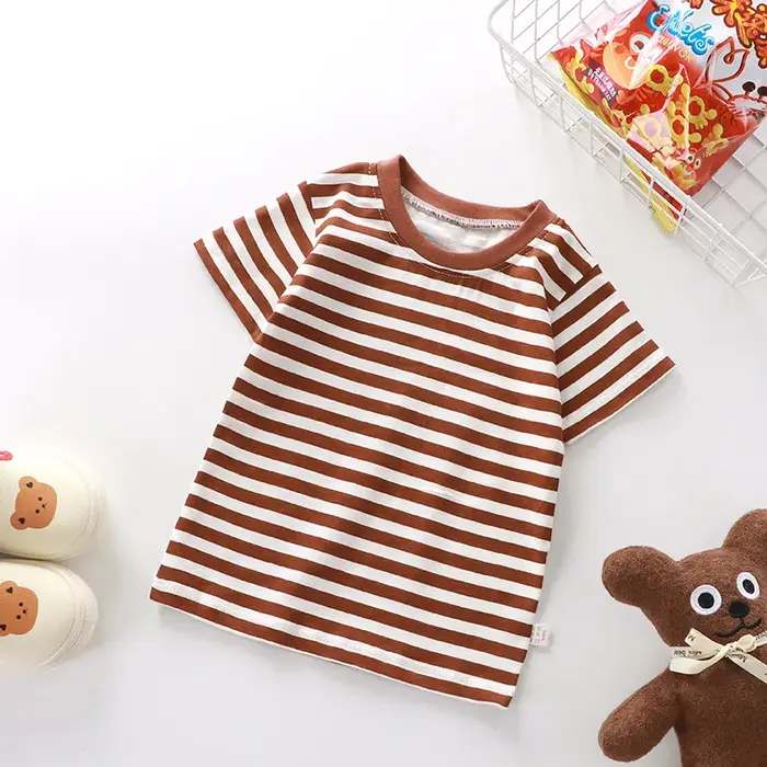 T-shirt rayé 100 % coton pour enfants