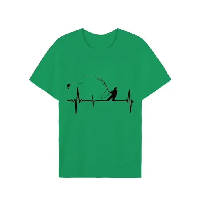 T-shirts pour hommes pêche à la mouche battement de coeur impulsion impression chemise drôle à manches courtes