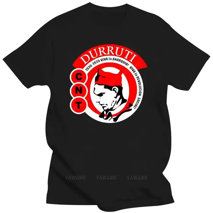 T-shirt en coton t-shirts de mode Durruti CNT - Viva la anarchie! viva la révolution sociale! Hauts 