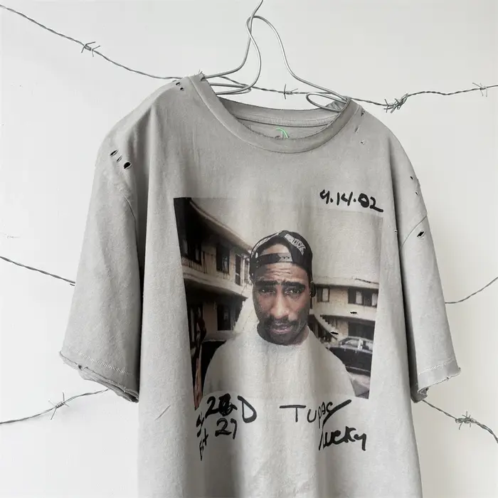 T-Shirt 2Pac THUG LIFE Saint pour hommes et femmes, T-Shirt lavé