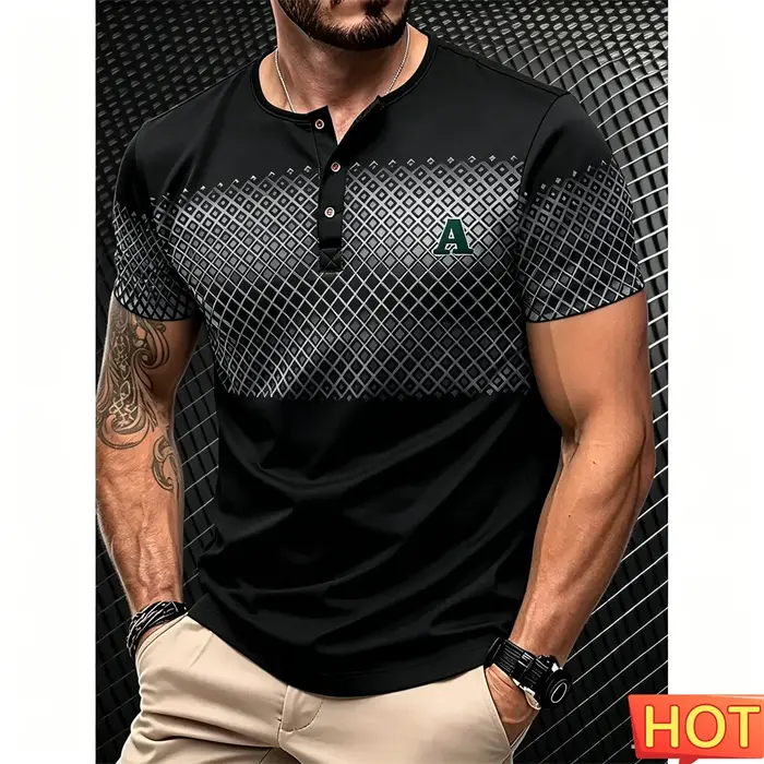 T-shirt pour homme, manches courtes, t-shirt Henry pour homme, t-shirt décontracté pour homme, t-shi