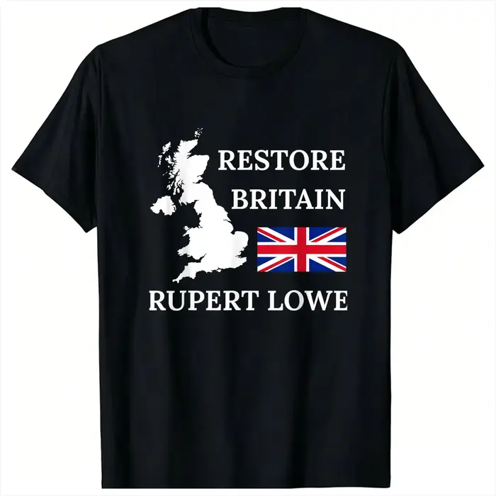T-Shirt britannique Restore Britain Rupert Lowe UK United Kingdom pour hommes, T-Shirt en coton à co
