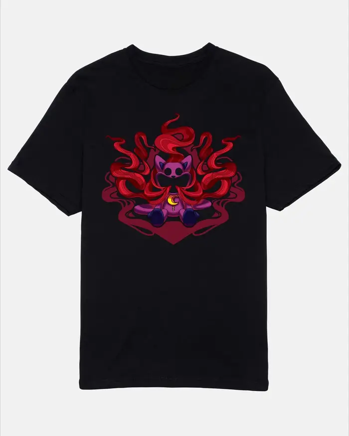 T-shirt CatNap Cartoon Moon Black Tee Poppy Game Time – Nouvelle collection été 2026 – Vêtements pou