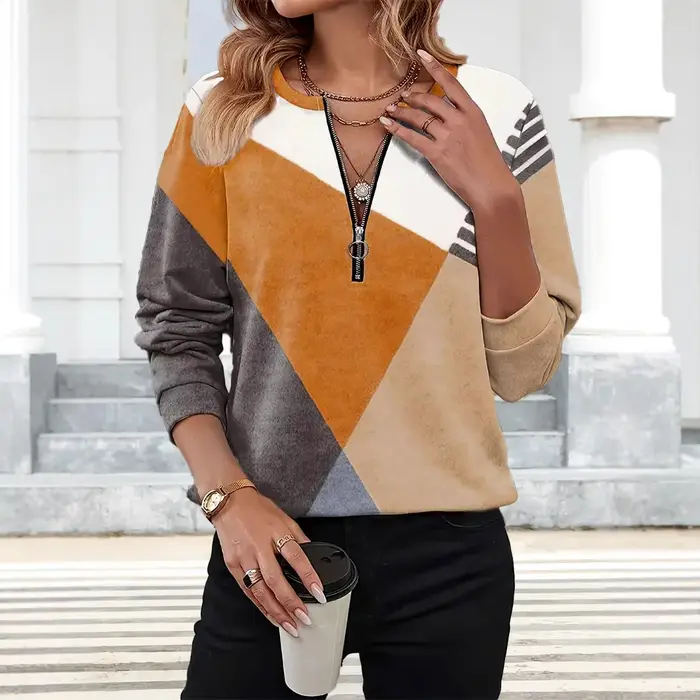 Grande taille femmes t-shirt mode à manches longues pull ample hauts