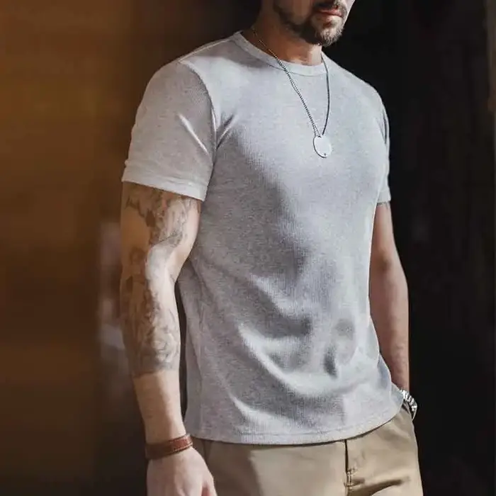 T-shirt homme Maden coupe ajustée col rond manches courtes extensible doux rafraîchissant décontract