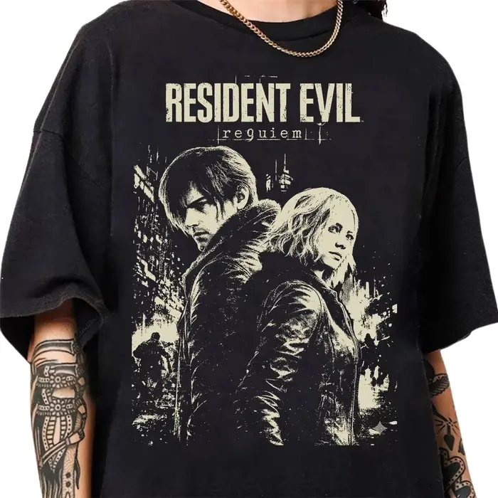 T-shirt rétro Resident Evil Requiem, T-shirt du jeu Resident Evil, nouveau T-shirt d'été en coton ré