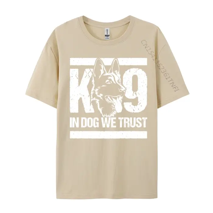 T-Shirt à Manches Courtes en Coton avec Imprimé de Ligne Bleue K9, Haut Amusant, Slim Fit, Graphique