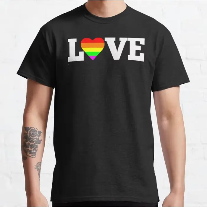 Love is Love Gay Pride mois lgbtq cadeau vêtements à manches courtes col rond T-shirt pour hommes gr