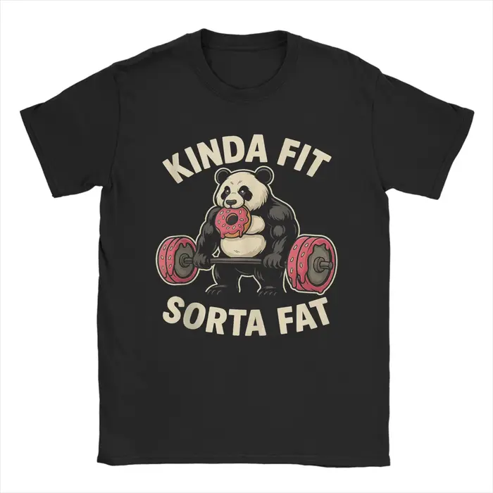 Hommes T-Shirts un peu ajustement Sorta gros amusant gymnase Panda haltérophilie Dunat décontracté c