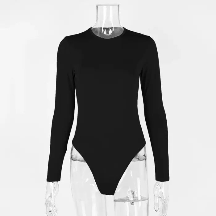 Nouveau Body à Manches Longues 2026 pour Femme, Coupe Ajustée Moulante, Combinaison Décontractée Une