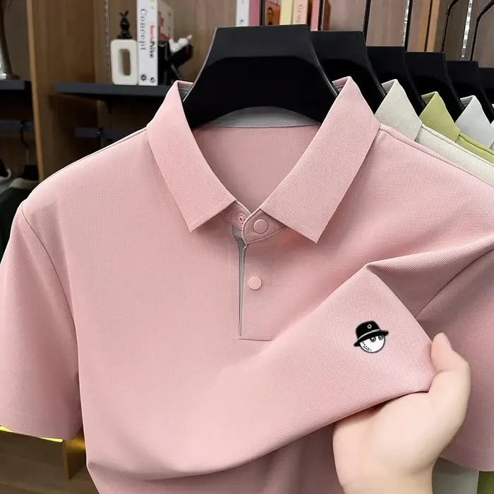 Nouveau Polo Homme Luxe Été Respirant Soie Glacée Séchage Rapide Manches Courtes Business Quotidien Golf Premium Brodé