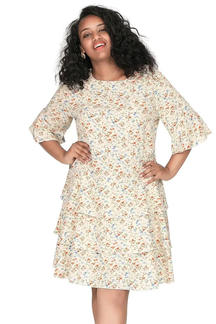 Robe trapèze à volants à plusieurs niveaux pour femmes